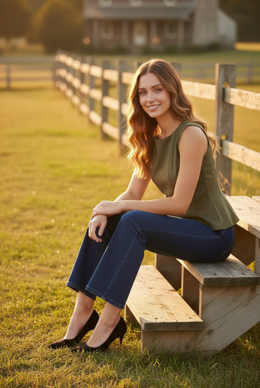 Close-up of women's soft suede-feel peplum top featuring detailed seam stitching and structured polyester-spandex fabric