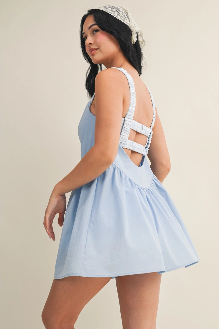 Gingham workout dress with built-in support and shorts from Thread Bar Boutique stylish activewear dress