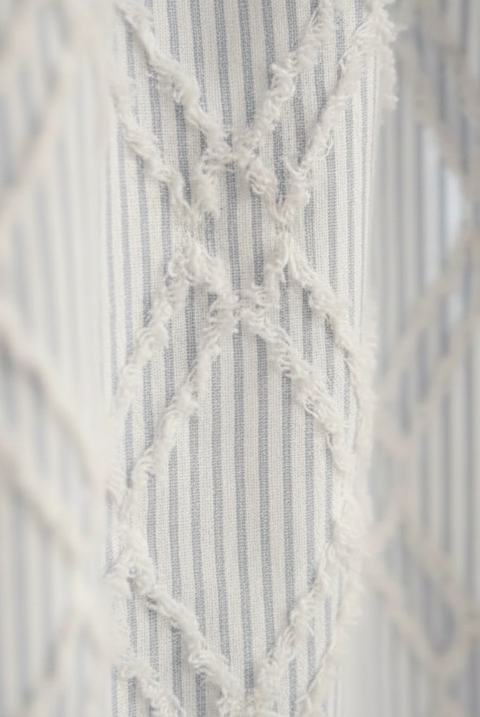Fabric Close-Up — Light Grey Fine Pinstripe Cotton