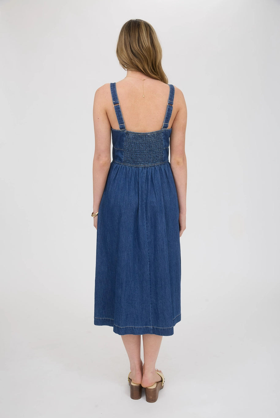 dark denim lace up midi dress for woman from Thread Bar Boutique