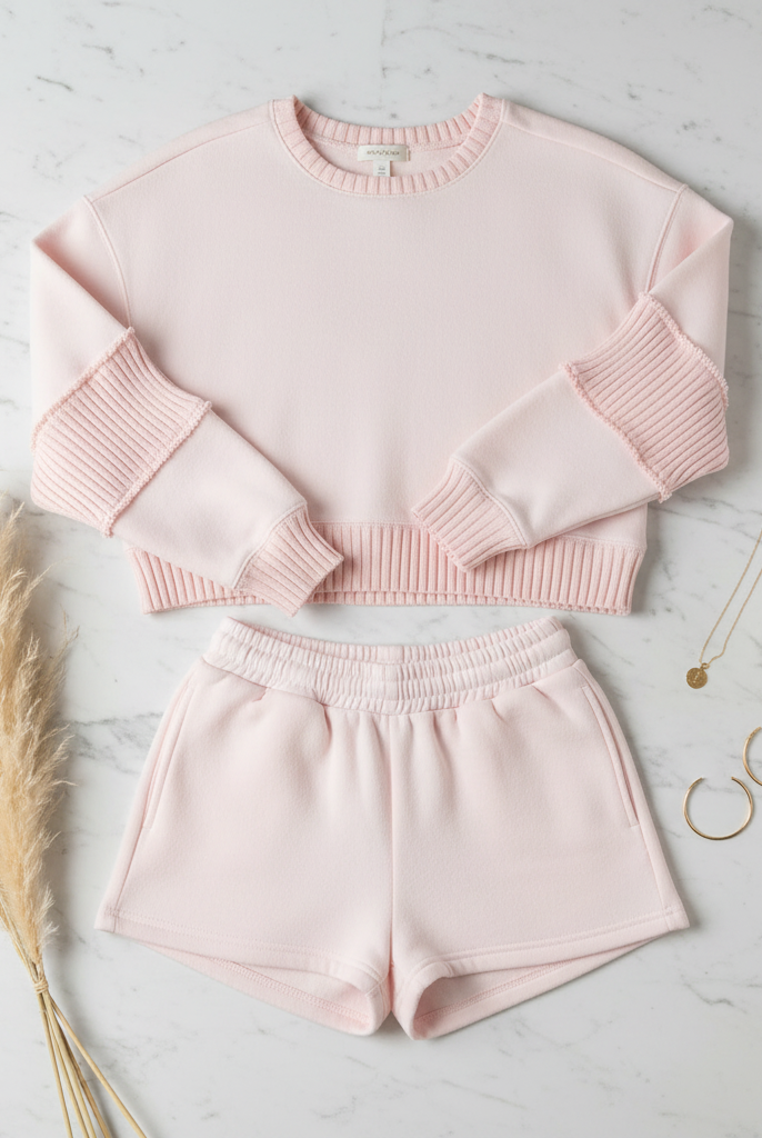 Pink Set Flatlay vintage havana pink hibiscus fleece matching set