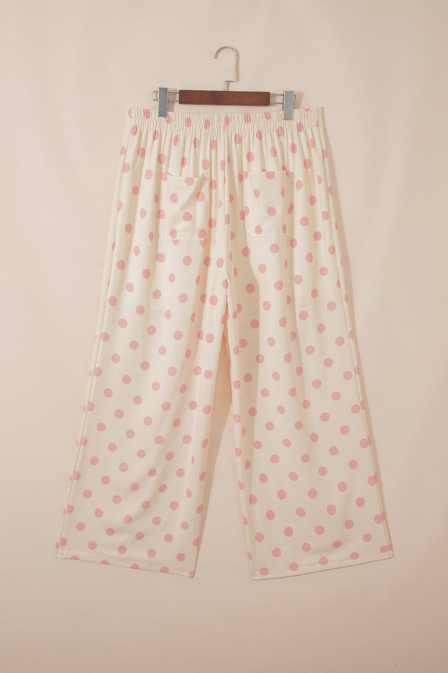 polka dot pants on hanger