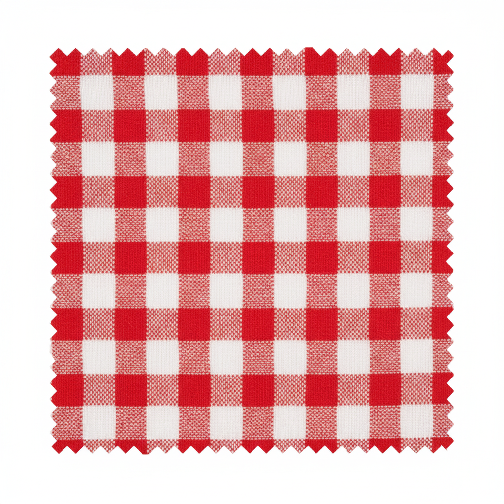 Red white gingham fabric swatch