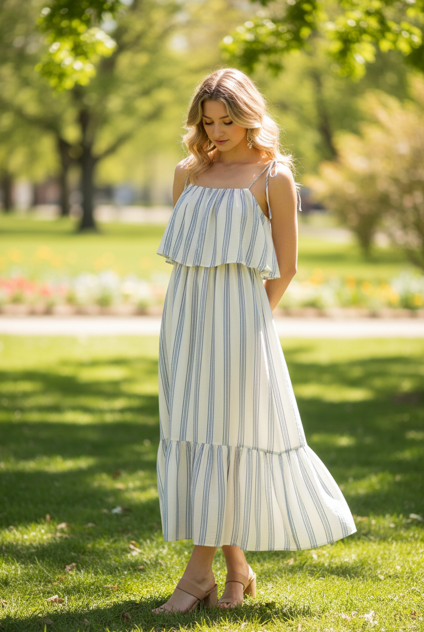 Stripe Midi Dress - Outdoor Shot 4