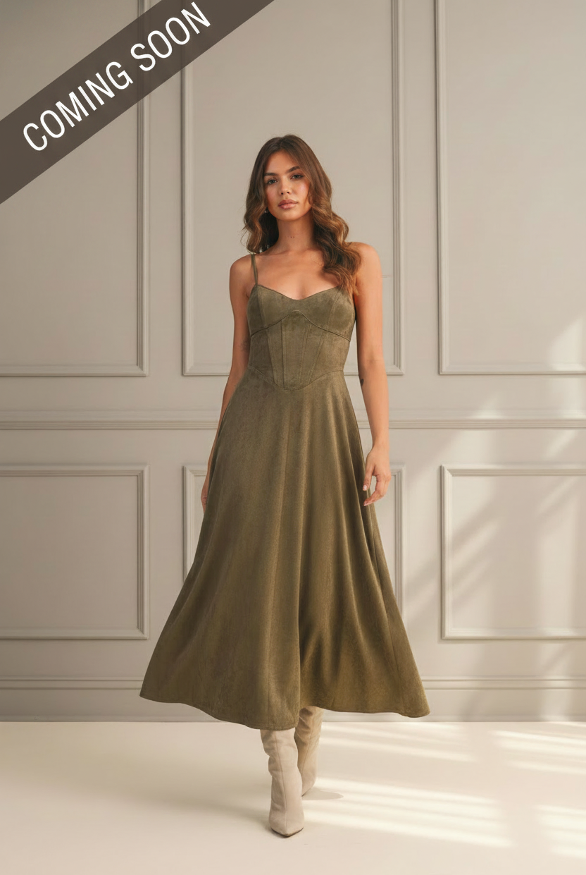 Suede Corset Midi Dress - Candid Walk