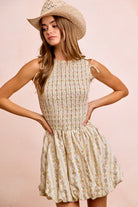 Garden Romance Convertible Dress with detachable puff sleeves in floral print