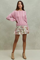 cream skirt wtih Floral Print Fit and Flare Mini Skirt 