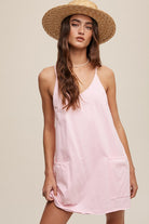 pink pocket romper free people dupe