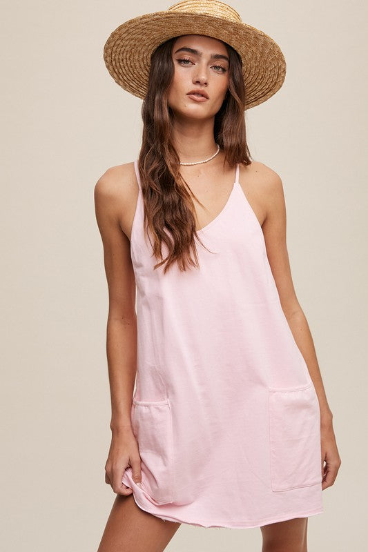 pink pocket romper free people dupe