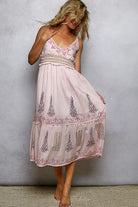 Floral midi cami dress with smocked waistband and ruffle details from Thread Bar Boutique romantic summer dress