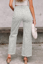 Leopard print high-waisted wide-leg jeans with frayed hem for women from Thread Bar Boutique