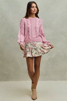 cream skirt wtih Floral Print Fit and Flare Mini 