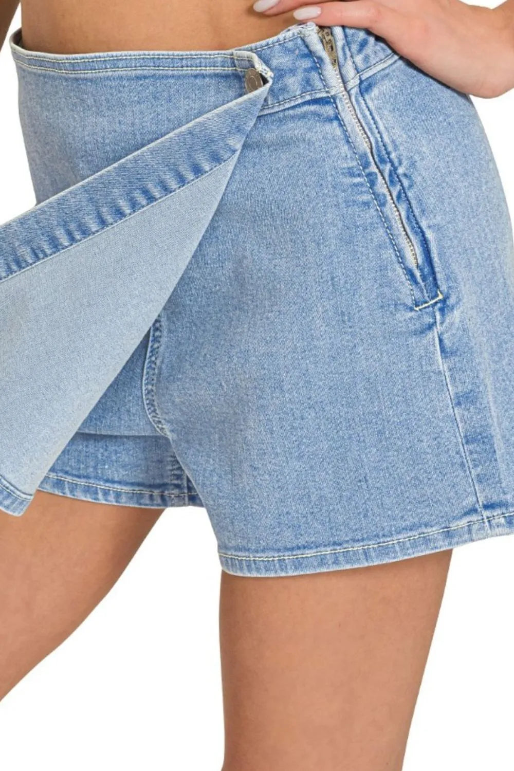DENIM WRAP FRONT SKORT