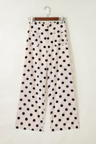 Polka dot wide-leg pants with elastic back waistband for women from Thread Bar Boutique