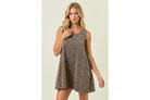 Fashionable leopard print mini dress for women with a relaxed silhouette, sleeveless cut, hidden pocket, and lightweight cotton fabric.