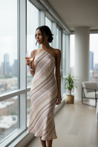 Bias-cut satin midi dress with halter neck and sleek open back design