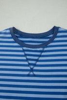 Close-up of a blue striped shirt with a plain background