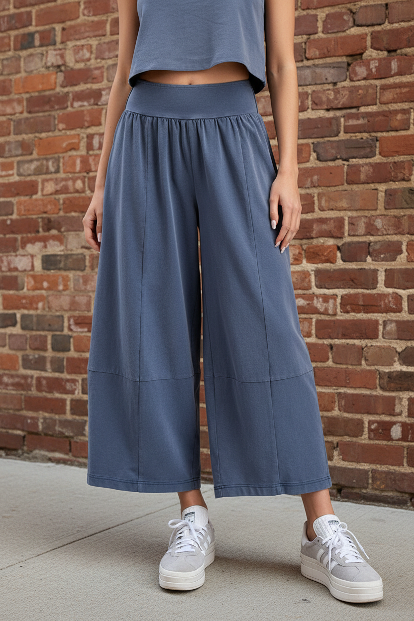 Mineral washed wide leg pants part of set