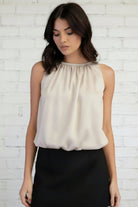 Champagne shimmer gathered halter bubble  crop top 