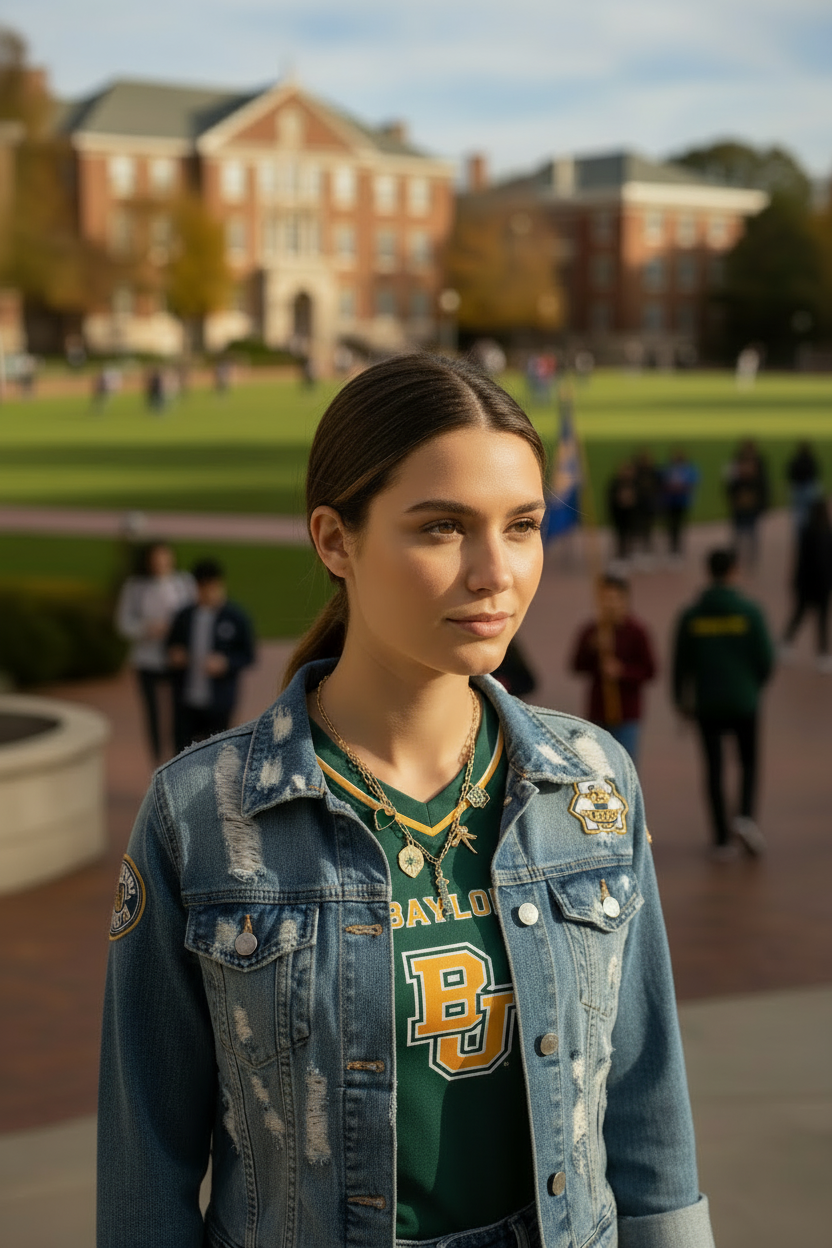 Baylor Bears Charm Necklace Model Shot