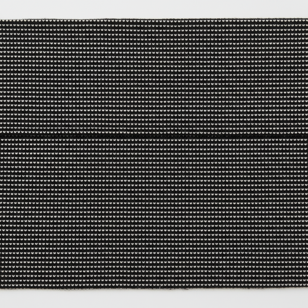 Black and white micro-stripe fabric flat lay swatch