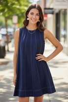 Umgee linen sleeveless swing dress with relaxed fit and breathable fabric