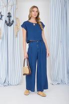 wide leg chambray outfit set
