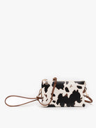 riley cow print vegan cross body wristlet
