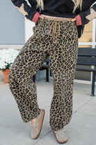 Leopard print denim pants front view