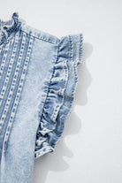 ruffle sleeve denim top