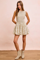Garden Romance Convertible Dress with detachable puff sleeves in floral print front