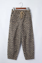 Animal print denim pants with pockets