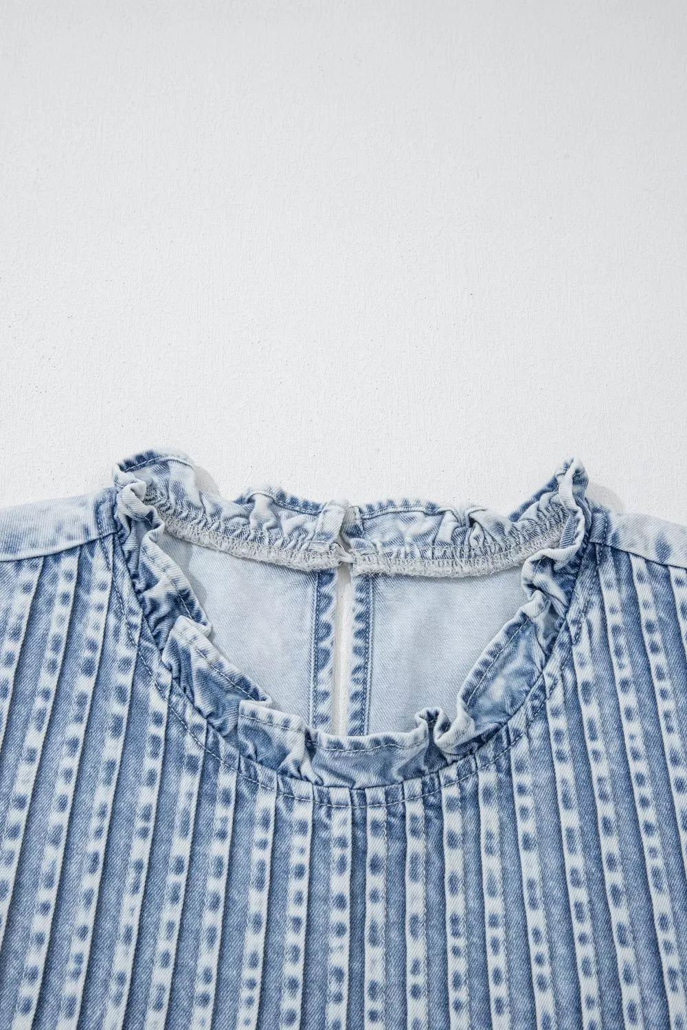 pin tuck top ruffle neck
