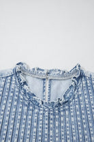 pin tuck top ruffle neck