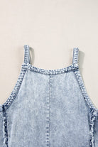 Casual chic wide leg overalls from Thread Bar Boutique in light wash denim with unique reverse seams and playful frayed detailing flat lay