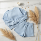 Lake Blue Vintage Havana Fleece Set - Partially Folded Flatlay