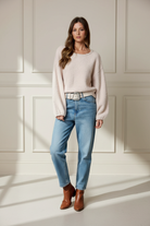 Fuzzy Knit Sweater Light Khaki - Front