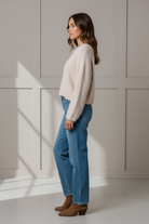 Fuzzy Knit Sweater Light Khaki - Side