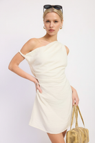 Off Shoulder Wrapped Mini Dress in Vanilla - Blonde Model Shot 2