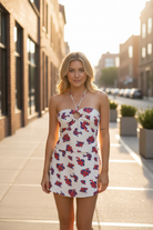 Printed Mini Skort - Front-facing full look on city sidewalk