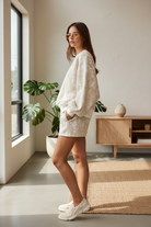 Woodland camo sweat set side view lifestyle