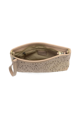 Interior of the Quinn bag showing the washed cotton canvas lining, phone pockets, and spacious storage.
