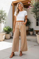 Khaki polka dot wide leg pants front