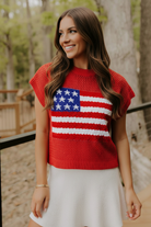 Lightweight patriotic sweater with bold flag design and breathable fabric