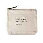 Inspirational quote canvas pouch with zipper closure and leather tab, ideal for organizing essentials on the go sugar boo