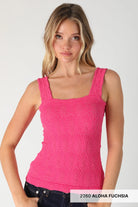 lace textured aloha pink square neck tank