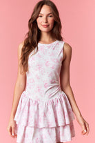 Women’s floral exercise dress with ruffle detail