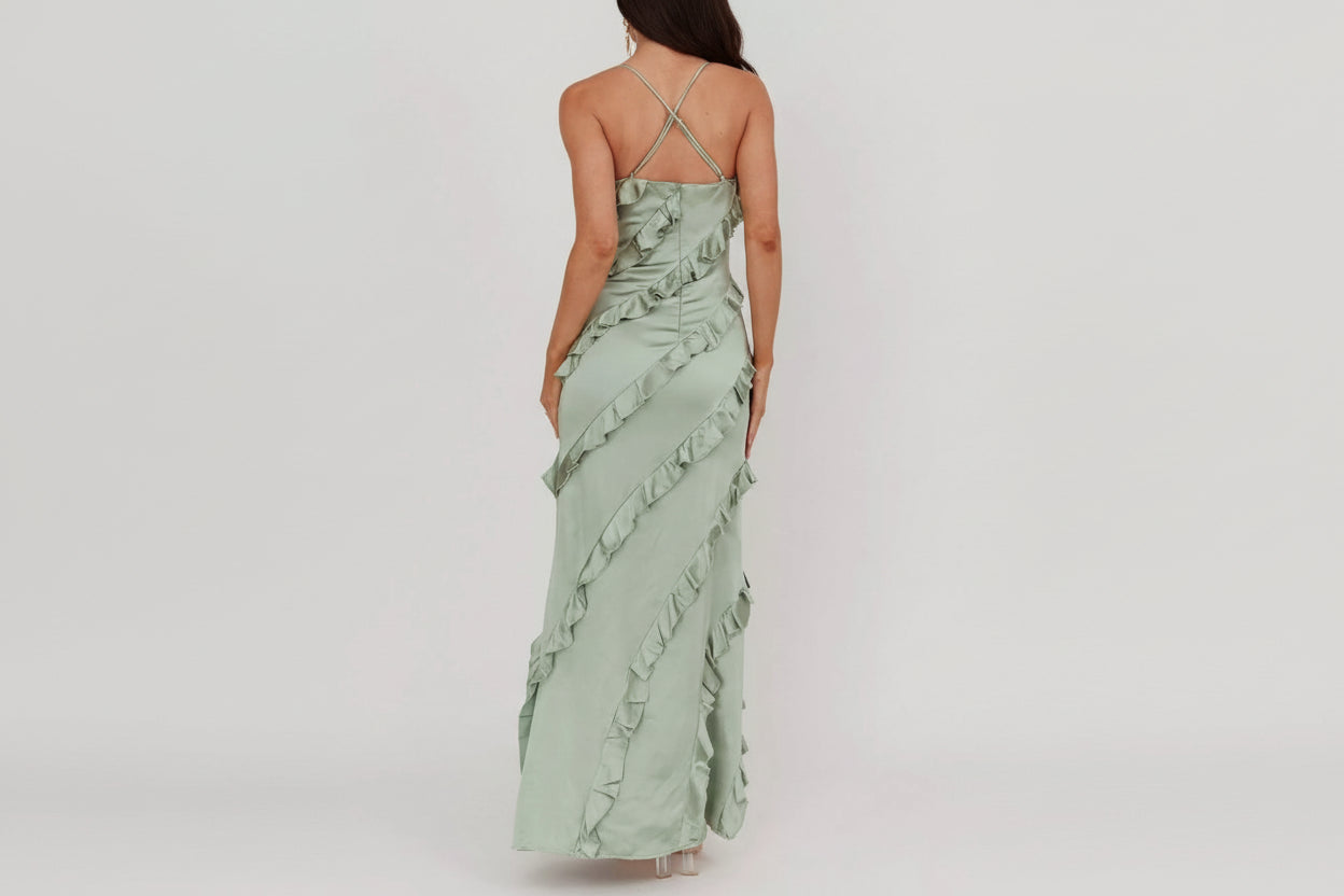 ruffled maxi dress adjustable straps