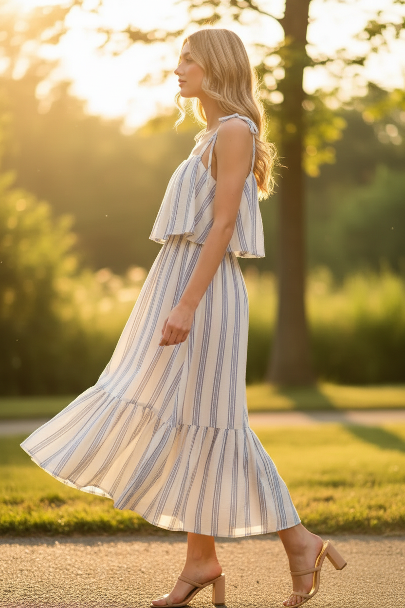 Stripe Midi Dress - Outdoor Shot 6
