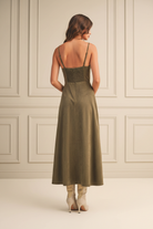 Suede Corset Midi Dress - Back View